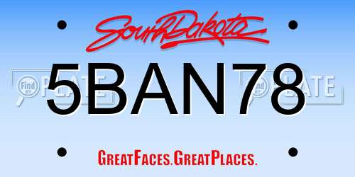 5BAN78 South Dakota License Plate