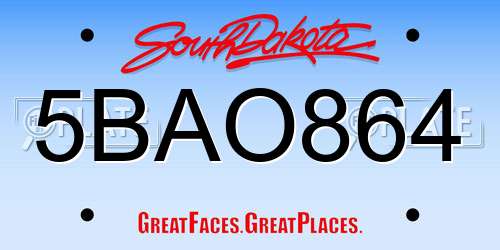 5BAO864 South Dakota License Plate