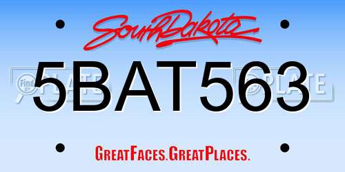 5BAT563 South Dakota License Plate