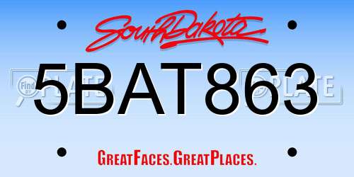 5BAT863 South Dakota License Plate