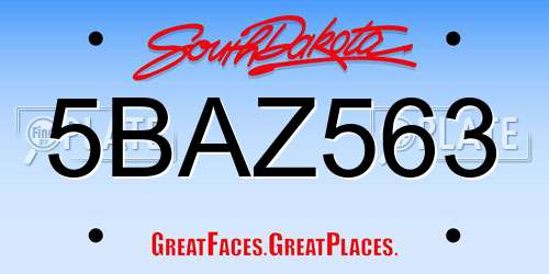 5BAZ563 South Dakota License Plate