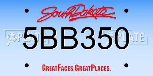 5BB350 South Dakota License Plate