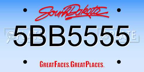 5BB5555 South Dakota License Plate