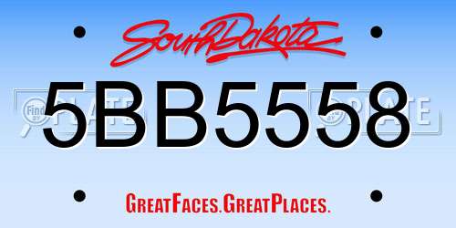 5BB5558 South Dakota License Plate