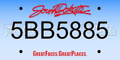 5BB5885 South Dakota License Plate