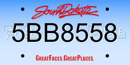 5BB8558 South Dakota License Plate