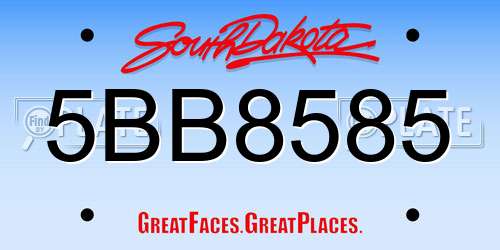 5BB8585 South Dakota License Plate