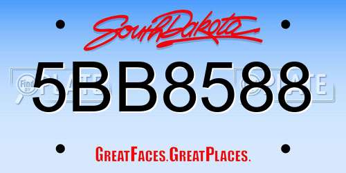 5BB8588 South Dakota License Plate