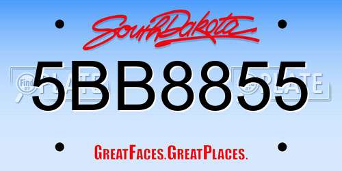 5BB8855 South Dakota License Plate