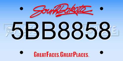 5BB8858 South Dakota License Plate