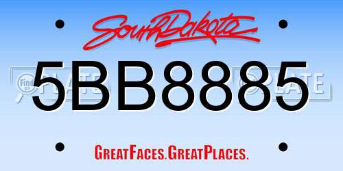 5BB8885 South Dakota License Plate