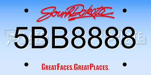 5BB8888 South Dakota License Plate