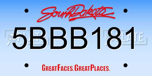 5BBB181 South Dakota License Plate