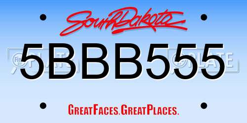5BBB555 South Dakota License Plate