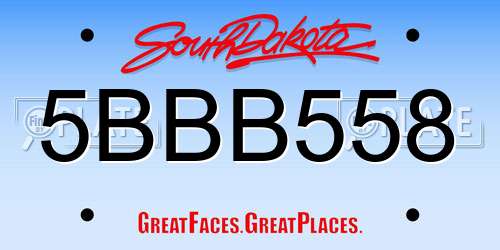 5BBB558 South Dakota License Plate
