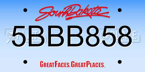 5BBB858 South Dakota License Plate