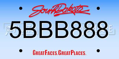 5BBB888 South Dakota License Plate
