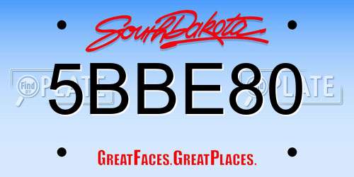 5BBE80 South Dakota License Plate