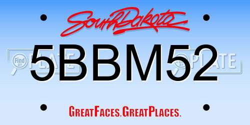 5BBM52 South Dakota License Plate