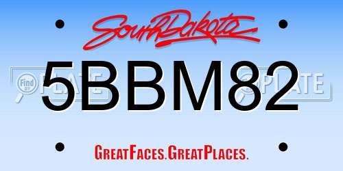 5BBM82 South Dakota License Plate