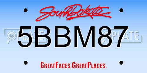5BBM87 South Dakota License Plate