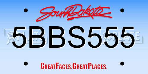 5BBS555 South Dakota License Plate