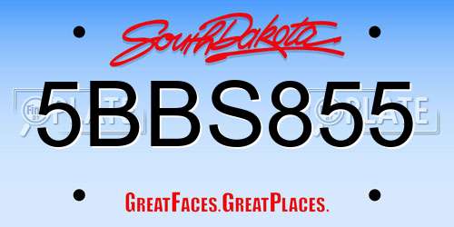5BBS855 South Dakota License Plate