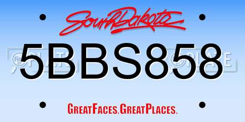 5BBS858 South Dakota License Plate