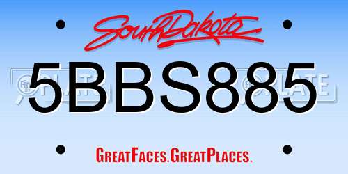 5BBS885 South Dakota License Plate