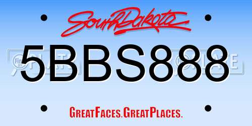 5BBS888 South Dakota License Plate