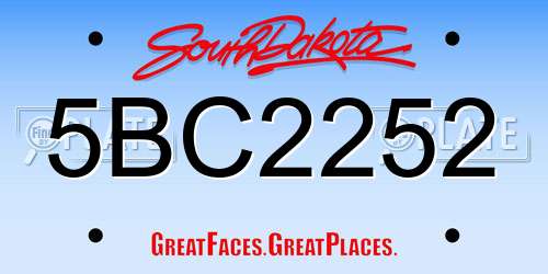 5BC2252 South Dakota License Plate