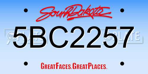 5BC2257 South Dakota License Plate