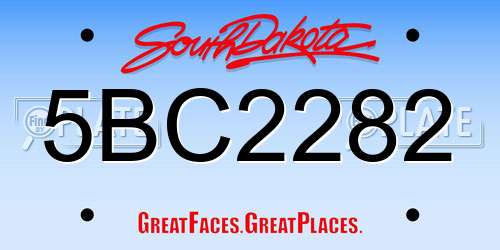 5BC2282 South Dakota License Plate