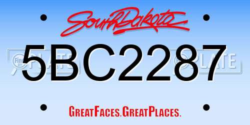 5BC2287 South Dakota License Plate
