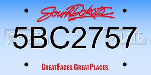 5BC2757 South Dakota License Plate