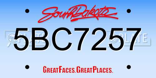 5BC7257 South Dakota License Plate