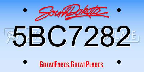 5BC7282 South Dakota License Plate