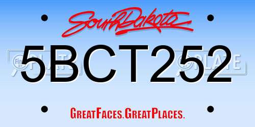 5BCT252 South Dakota License Plate