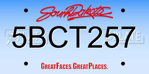 5BCT257 South Dakota License Plate