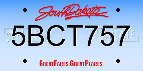 5BCT757 South Dakota License Plate