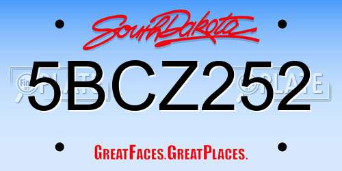 5BCZ252 South Dakota License Plate