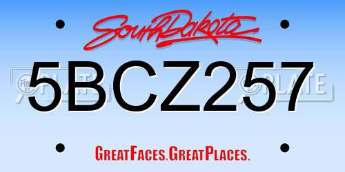 5BCZ257 South Dakota License Plate