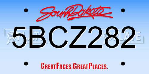 5BCZ282 South Dakota License Plate
