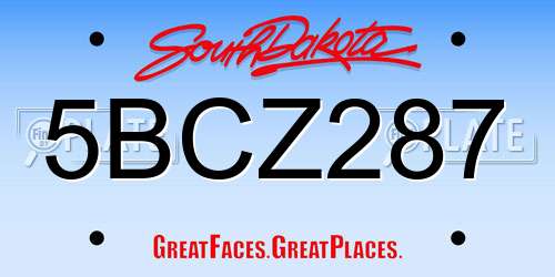 5BCZ287 South Dakota License Plate