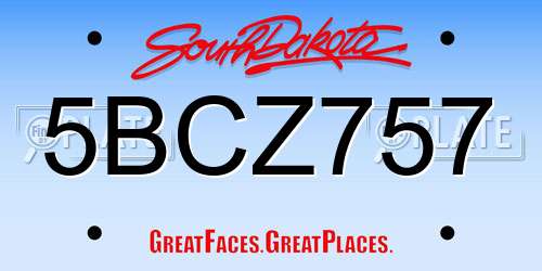 5BCZ757 South Dakota License Plate