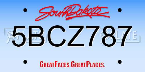 5BCZ787 South Dakota License Plate