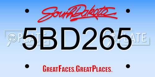 5BD265 South Dakota License Plate