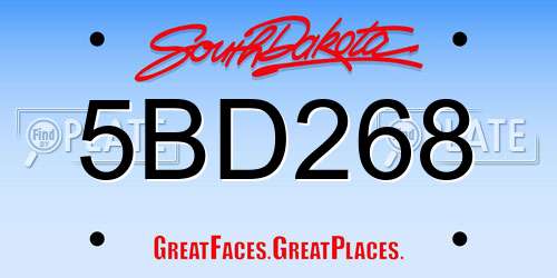 5BD268 South Dakota License Plate