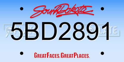 5BD2891 South Dakota License Plate