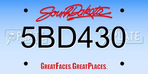 5BD430 South Dakota License Plate